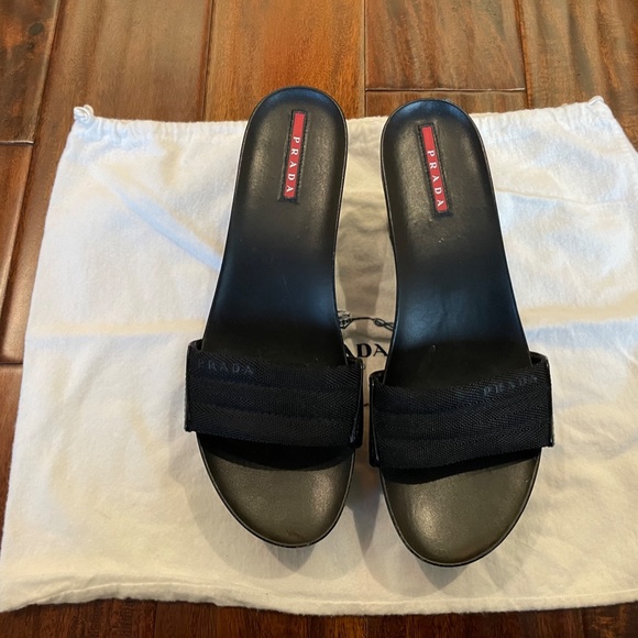 Prada Simple Black Wedges - Picture 2 of 7